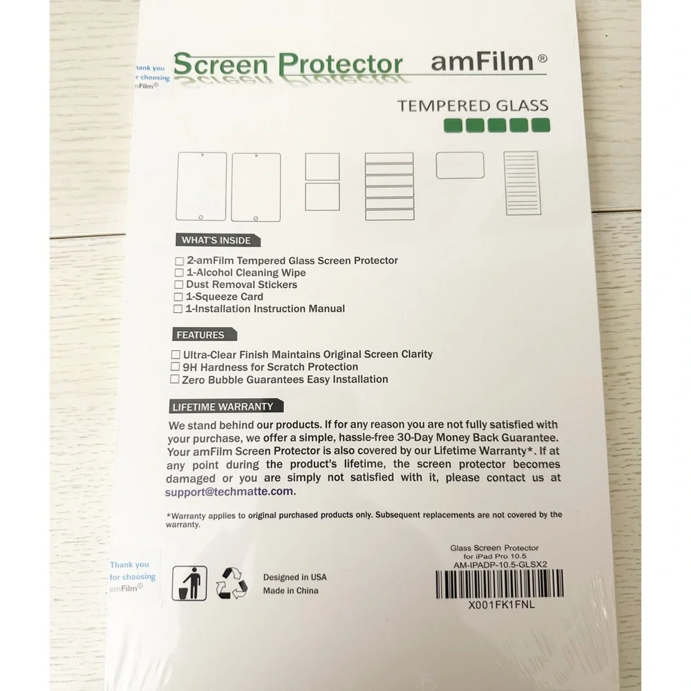 amFilm Tempered Glass Screen Protector iPad Air 3 10.5” iPad Pro 10.5” (2 Pack)